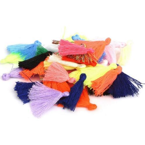 50pcs 27mm Mini Cotton Thread Fabric Tassel DIY Pendant Jewelry Bracelet Key Making Fringe Trim Craft Tassels Sewing Accessories