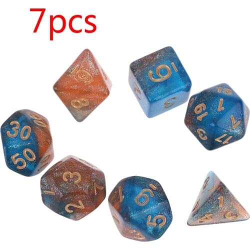 7pcs D20 Acrylic Polyhedral Dice Glitter Double Colors 20 Sided Dices Table Game N0PC