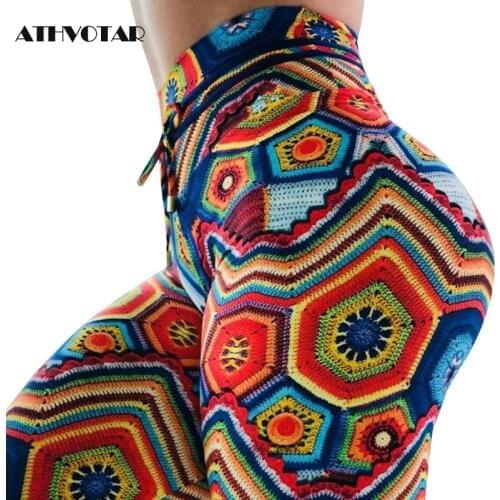 ATHVOTAR High Waist Pants Fitness Leggings Women Colorful Printed 3D Pattern Workout Leggings For Women Elastic Leggings