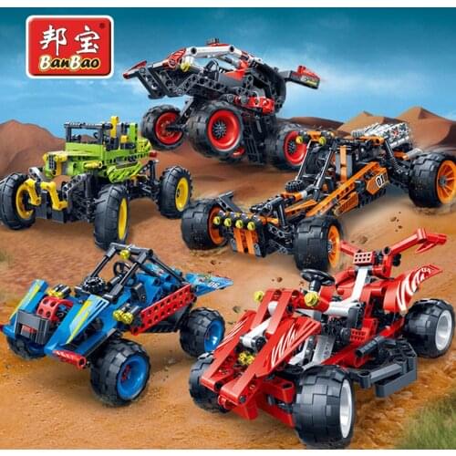 BanBao Hi-tech Series Assemble Bricks skeleton Racing Car Mountain Bike Model Education Building Blocks Toy For Kids Boy Friend