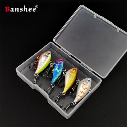 Banshee 4Pcs 32mm 3.2g Vib Lure Hard Artificial Fishing Vibe Lipless New Plastic Vibration Hard Noisy Rattle Sinking Vibrator Ba