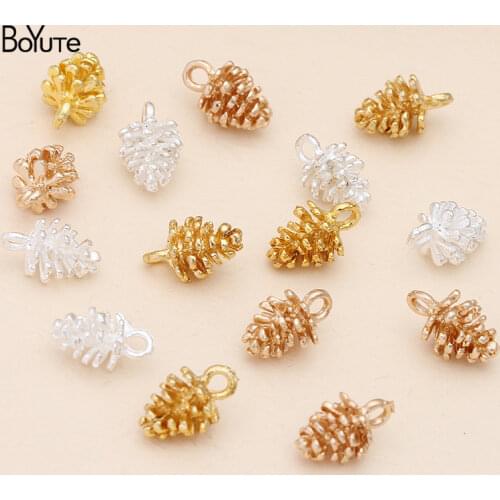 BoYuTe (100 Pieces/Lot) 12*7MM Metal Alloy Pine Cone Charms DIY Jewelry Accessories Hair Accessories Hand Made Materials