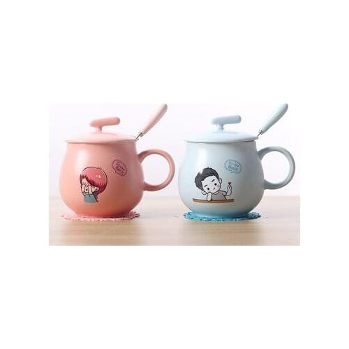 300ml Water cup mark cup scoop cartoon cute couple girl creative ceramic trend of mens office teacup