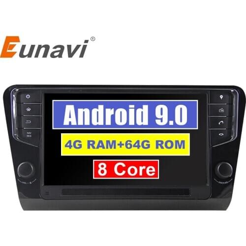 Eunavi Android 9 Car radio stereo multimedia For Skoda Octavia 2014 2015 2016 2017 1 din GPS 4G 64GB auto pc headunit tda7851