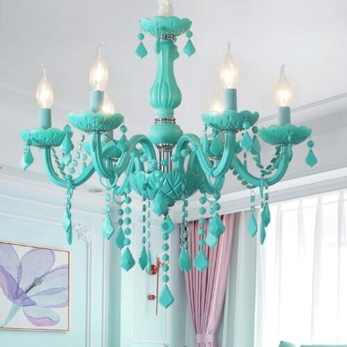 Colorful Crystal Chandelier Color Droplight Living room Bedroom Lamp Creative Fantasy Luminaire Stained Glass Lustre MJ1114