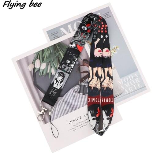 Flyingbee Horror Woman Tomie Lanyards Id Badge Holder Keychain ID Card Pass Gym Mobile Badge Holder Lanyard Key Holder X1844