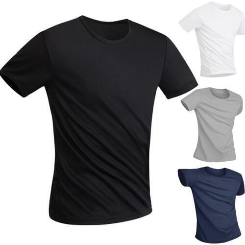 Anti-Dirty Waterproof Solid Color Men T Shirt O Neck Short Sleeve Quick Dry Top