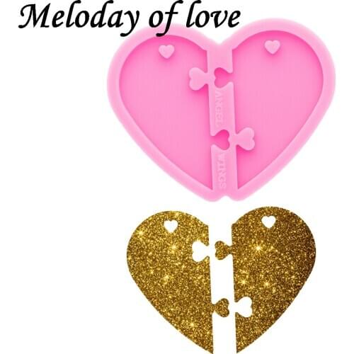 Glossy Heart puzzle Keychain Mold Silicone Love Mould DIY Handmade for Epoxy Resin Making chocolate Polymer Clay DY0584
