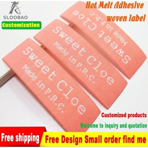CustomizedFreeShippingIronOnClothingWovenLabelsWithBrandNameLogoHotMeltGlueHeatingAdhesiveGarmentLabels/TagsCanSewingAndIronPast