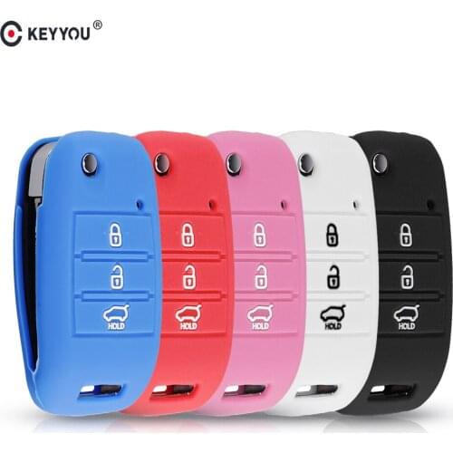 KEYYOU 10pcs 3 Buttons Silicone Key Cover For KIA Sid Rio Soul Sportage Ceed Sorento Cerato K2 K3 K4 K5 Remote Car Key Case