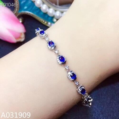 KJJEAXCMY boutique jewelry 925 sterling silver inlaid Natural sapphire fine female Bracelet support detection luxurious
