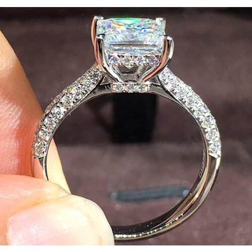 10K Au417 White Gold Women Ring Moissanite Diamonds 1 2 3 4 5 Carat Square Princess Wedding Party Engagement Anniversary Ring