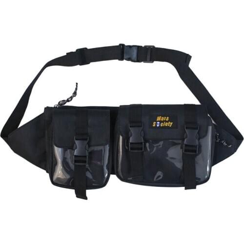 3 Pieces Set Fanny Pack Black PVC Money Belt Bag Men Purse Teenagers Travel Wallet Belt Shoulder Bag Male Waist Bags for Phone