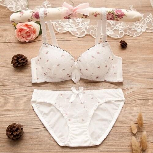 2 Piece Original Floral Cotton Lace Underwire Bra Set Womens Panties Sexy Bra Womens Underwear Soft Vest