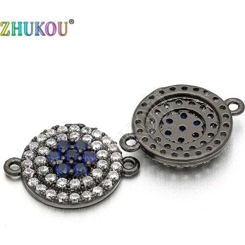 13mm Micro Pave CZ Round Circle Charms Connector for Diy Jewelry Findings, Hole: 1mm, Model: VS71
