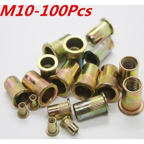 M10 Threaded Carbon Steel Rivet Nut Rivnut Inserts Nut 100Pcs/Lot Free Shipping