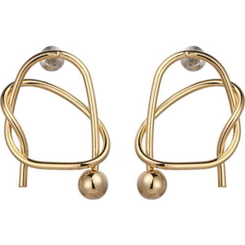 SRCOI Twist Aolly Wire Wrapped Minimalist Geometric Earrings Gold Color Knot Simple Earrings For Women Fashion Jewelry New 2018
