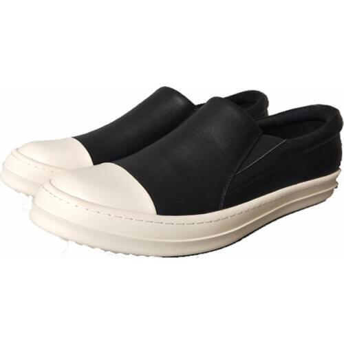 Men Casual Loafers Shoes Luxury Trainers Cow Genuine Leather Slip-On Spring Male Black Adult Sneakers Boots Brand Flats Shoes