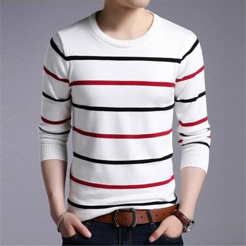 New Spring Autumn Casual Mens Sweater O-Neck Striped Slim Fit Knittwear Mens Sweaters Pullovers Pullover Men Pull Homme M-3XL