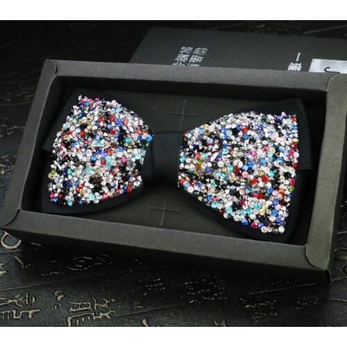 New Free Shipping fashion casual Mens male female stars all diamond groom bow tie marriage gift Metrosexual presided promotion