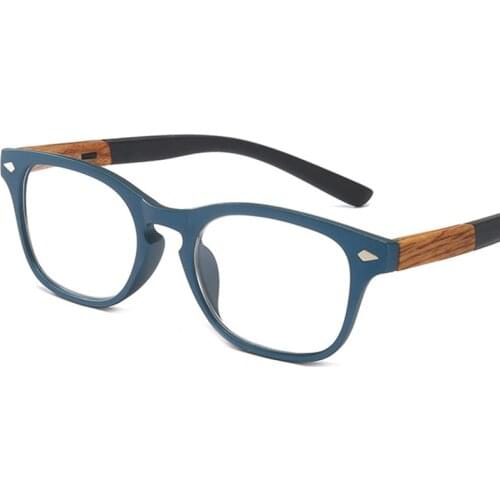 Wood Grain Reading Glasses for Men Women Fashion Retro Unbreakable Optical Magnifying Presbyopic Readers Glasses Full Rim Blue