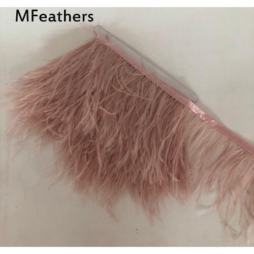 Wholesale 5-10Meters Leather Pink Dyed Fluffy Ostrich Feather trims fringes 3-4" 4-6" Wedding dress feather crafts carnival boas