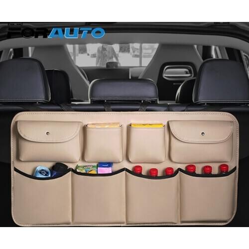 FORAUTO Car Trunk Organizer PU Leather Multi Hanging Nets Pocket Car Rear Seat Back Storage Bag Car Styling Auto Stowing Tidying