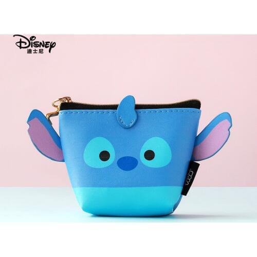 Disney Minnie Mouse portable cosmetic make up bag multi-purpose storage tsum coin cartoon purse handbag Stitch Makeup PU leather