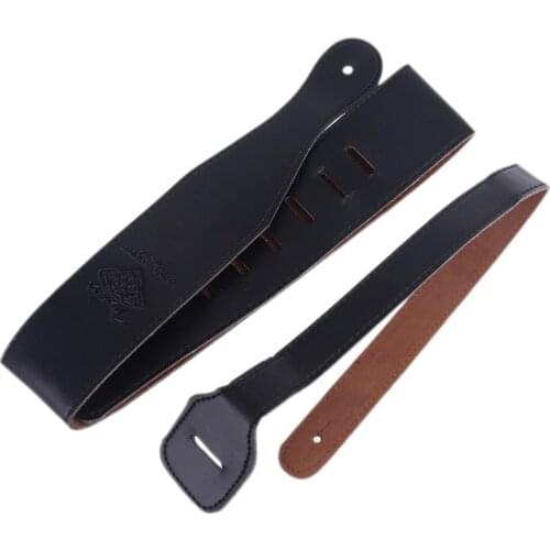 Adjustable Soft PU Leather Thick Strap For Electric Acoustic Guitar Bass Black