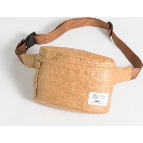 Retro Unisex Chest Purses Waterproof Kraft Paper Outdoor Sport Sling Bags Brown Eco Friendly Crossbody Bag for Women