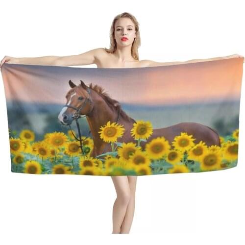 Luxury Super Absorbent and Quick-drying Bath Towel-super Soft Large Sunflower Horse Print Hotel Bath Towel to Wear Shower Towels