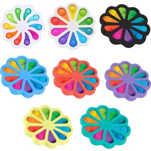 Kawaii Flower Shape Silicone Push Bubbles Toys Desktop Antistress Anxiety Relief Toys for Kids Children