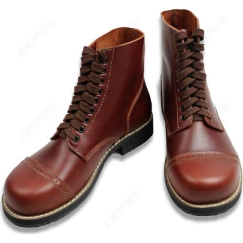 WW2 WWII US army infantry field boots Brown Leather Combat Boot Shoes Short Gang 1943 Military Store