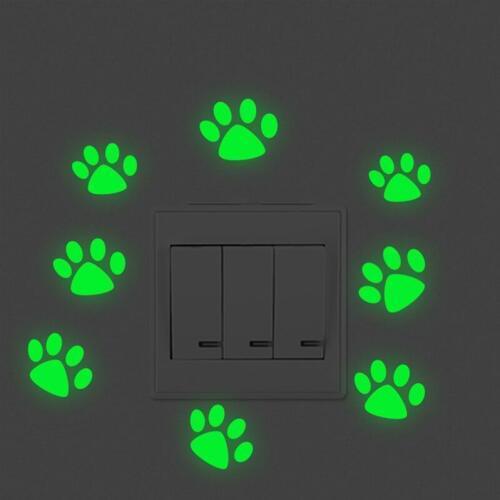 Funny cat dog footprint luminous switch stickers bedroom glow in the dark home decor fluorescent wall decals vinyl wallpaper