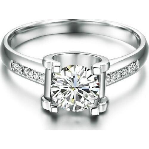 1 Carat Pure Gold 14K Oxhead Style genuine G-H Color Moissanite Wedding Ring For Women Lab Grown Stone Top Quality Ring