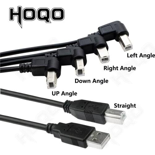 1.5m 0.5m Left Angle USB Printer Cable 90 Degree Elbow L USB 2.0 A to B Wire UP Right Angled USB Cord for Canon Printer EPSON HP