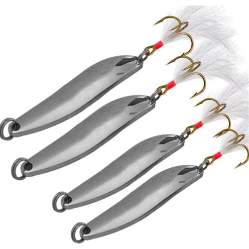 1Pcs Metal Spinner Spoon Fishing Lures 5g 7g 10g 13g 18g 21g Silver Sequins Hard Bait With Feather Hook For Bass Carp Pesca