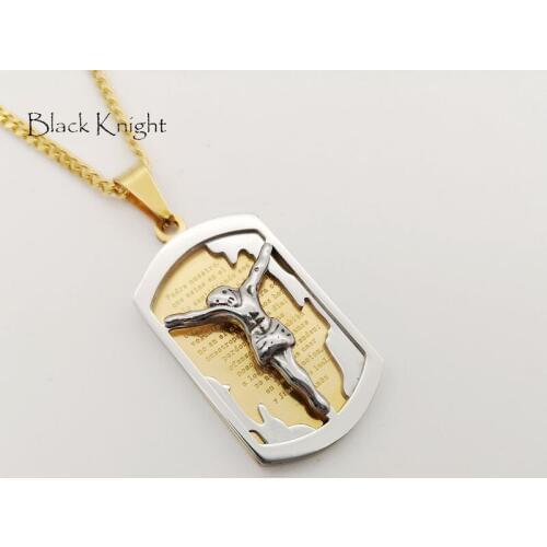 2019 AW 2-tone Jesus Bible square tag pendant necklace Christian Praying Crucifix Jesus necklace
