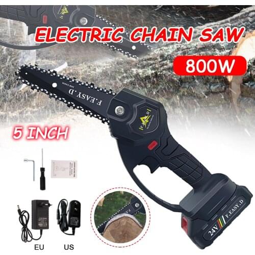 24V Mini Cordless Chainsaw 5-Inch Electric Brushless Pruning Saw Tree Branch Pruner Shears Garden Tool for Trimming Wood Cutting