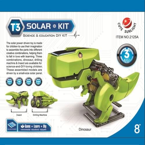 3 In 1 Solar Energy Dinosaur Robotic Kits DIY Assembly Educational Toys Model Building Kids Science Toy Gift for Kids