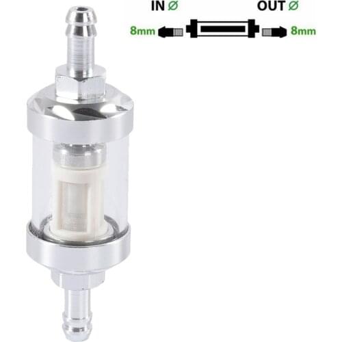 8mm CNC Aluminum Alloy Glass Motorcycle Gas Fuel Gasoline Oil Filter Moto Accessories for ATV Dirt Pit Bike Motocross