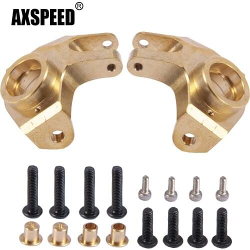 AXSPEED 2Pcs Brass Heavy Duty Front Steering Knuckles for Axial SCX10 II 90046 1/10 RC Crawler Car Truck Upgrade Parts
