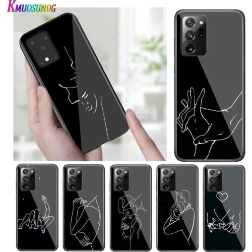 Bright Black Cover Minimalist Line Love for Samsung S20 Ultra Plus A91 A81 A71 A51 A41 A31 A21 A21S A11 5G Phone Case