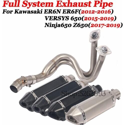 For Kawasaki Ninja 650 ER6N Z650 VERSYS650 2019 Full System Motorcycle Exhaust Escape Modified Front Link Pipe Muffle