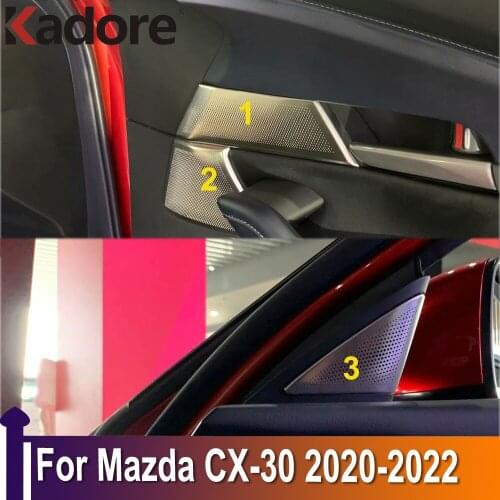 For mazda CX-30 CX30 2020 2021 2022 Stainless Steel Car Audio Speaker Car Door Loudspeaker Trim Cover Car Accessories