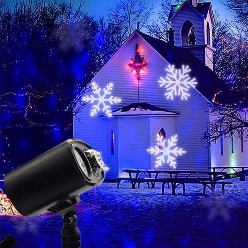 Moving Blue watermark Snowflake Laser Projector Lamp LED Stage Light Christmas New Year Party Halloween Outdoor Light