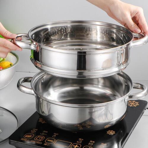 Double Layer 2 Tiers Stainless Steel Food Steamer Pot Soup Steam Pot Cooking Cookware Kitchen Tools For Induction Cooker