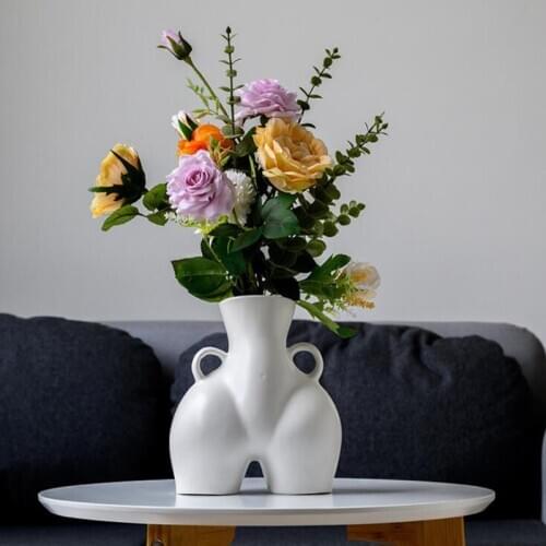Ceramics Vase Home Decor Flower Vase Art Sculpture European Room Decor Modern Wedding Decoration Hydroponic Plants Container
