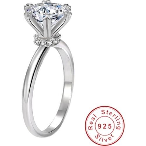 Solitaire ring 925 Sterling silver Bijou 7mm AAAAA Cz Stone Luxury Party Wedding Band Rings for women Bridal Fine Jewelry
