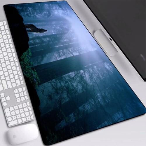 Wolf In The Forest Printed Pad HD Photo Play Mat Big Personality Custom Table Mat XXL Keyboard Mice Pad 90x40cm for DOTA Games